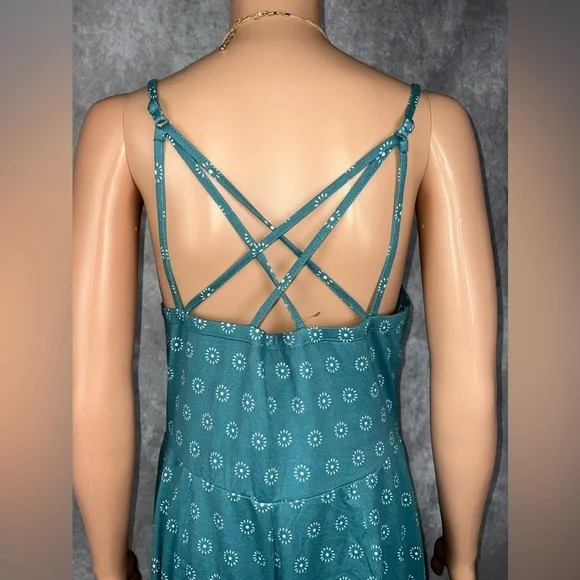 Teal Green Knit Jumpsuit w/Strappy Back Sz L By Davina NWOT - Picture 4 of 8